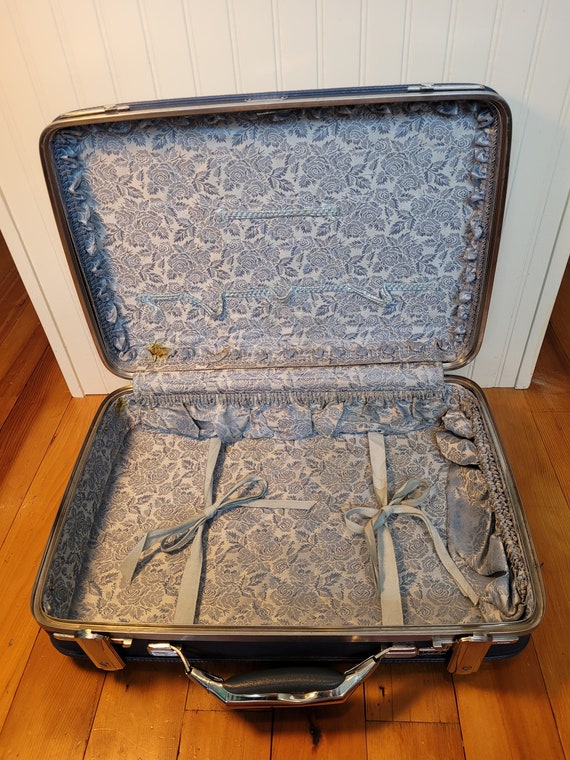 Vintage American Tourister Tiarra Blue Suitcase, … - image 8