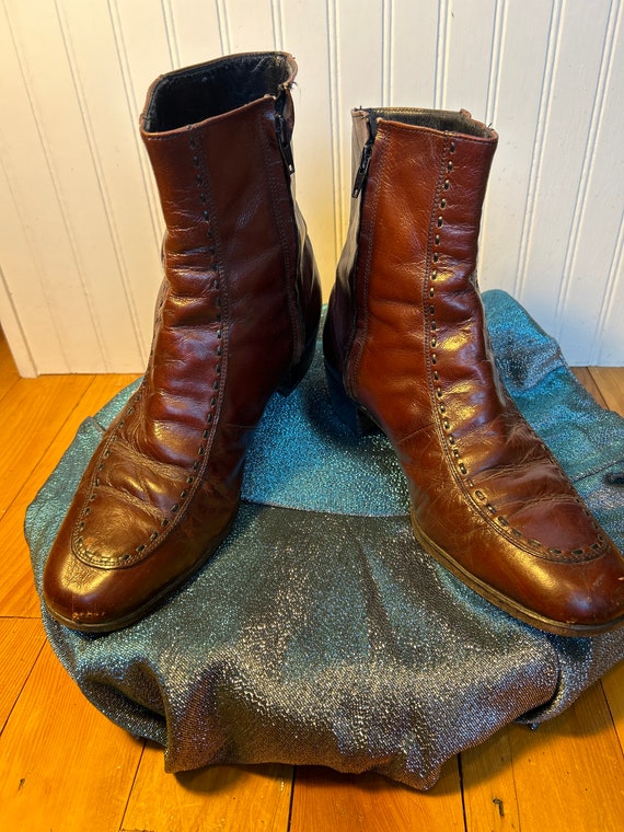 Vintage Florsheim Men’s Leather Disco Boots, 70’s… - image 1