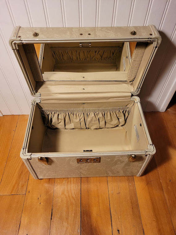 Vintage Samsonite Train Case, Cream Marble Small … - image 10