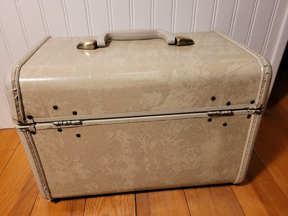 Vintage Samsonite Train Case, Cream Marble Small … - image 4