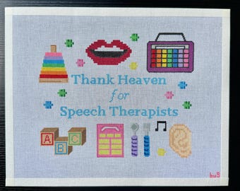 Thank Heaven for Speech Therapists 18-Mesh Needlepoint Canvas