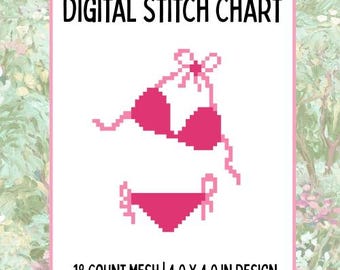 Pink Bikini Digital Needlepoint Canvas