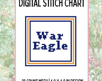 Auburn War Eagle 18-Mesh Digital Stitch Chart
