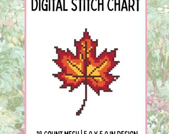 Fall Leaf Digital Needlepoint Canvas