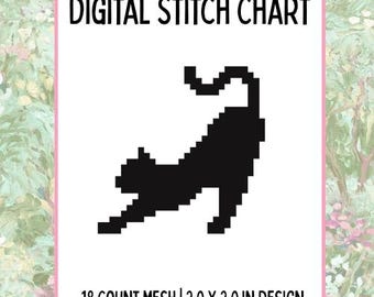 Black Cat Digital Needlepoint Canvas