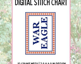 Auburn War Eagle 13-Mesh Digital Stitch Chart