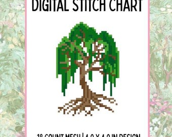 Willow Tree Digital Needlepoint Canvas