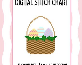 Easter Basket Digital Needlepoint Stitch Guide
