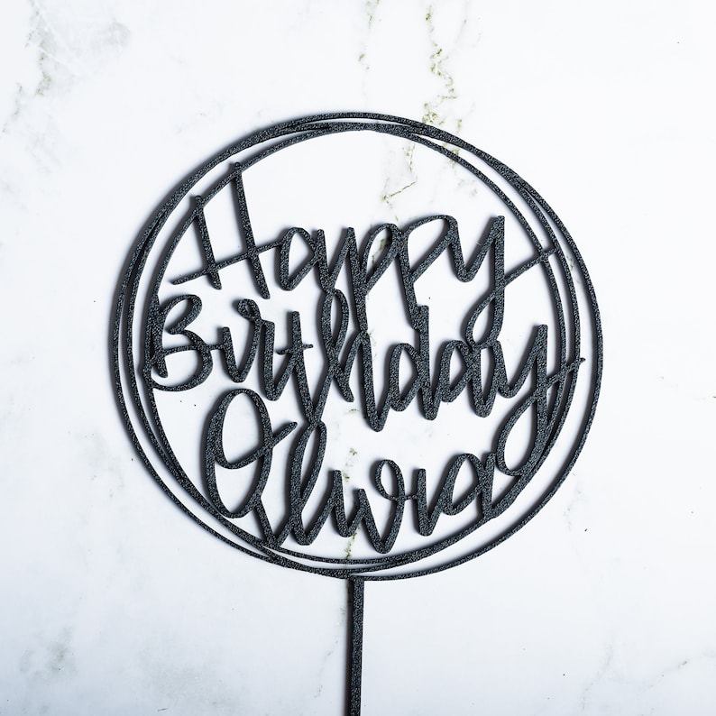Custom Handwritten Name Happy Birthday Cake Topper, Personalized Happy Birthday Cake Topper, Birthday Party Cake Decor, image 4