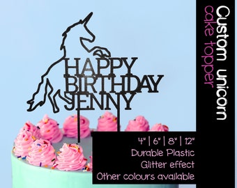 Custom Unicorn Happy Birthday Cake Topper, Personalized Happy Birthday Cake Topper, Custom Birthday Cake Decor,