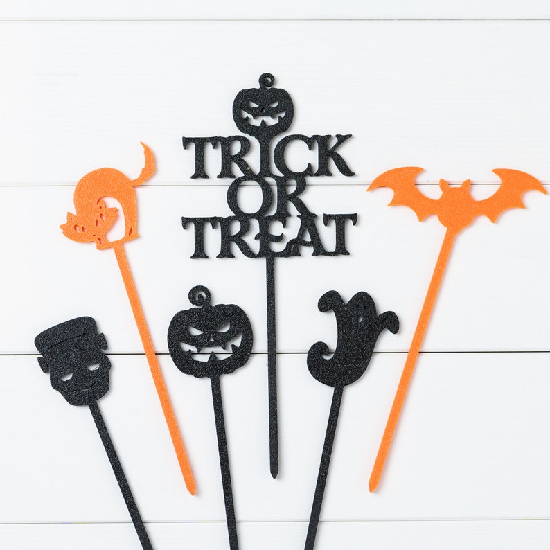 Handmade Halloween theme cupcake topper halloween spooky cupcake pick witch halloween party decor cupcake halloween cupcake party decoration image 2