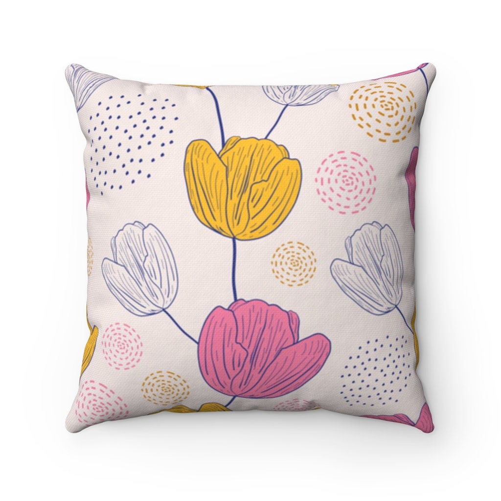 Flowers Decorative Pillows Aesthetic Throw Pillows With Etsy