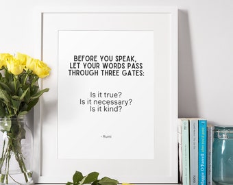 Three Gates, Print, Quote Prints, Quote Wall Art, Quote Art Print, Quote Poster, Home Print, Printable Quote, Wall Prints, Poster, Printable