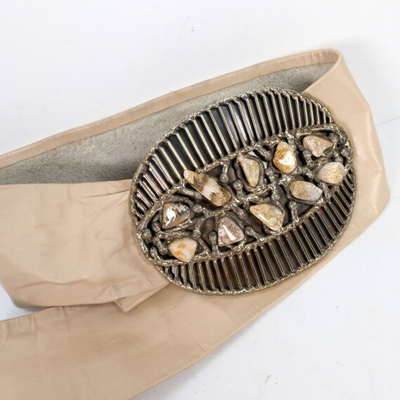 Vintage Semi-Precious Stone Statement Leather Belt