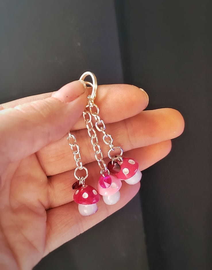 Small Mushroom Keychain Spotted Mushroom Keychain Etsy