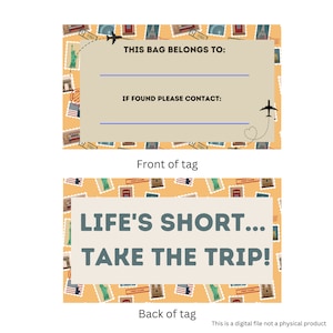 Printable Luggage Tags (Tan Travel) - Set of 6