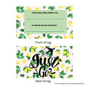 Printable Luggage Tags (Lemon) - Set of 6