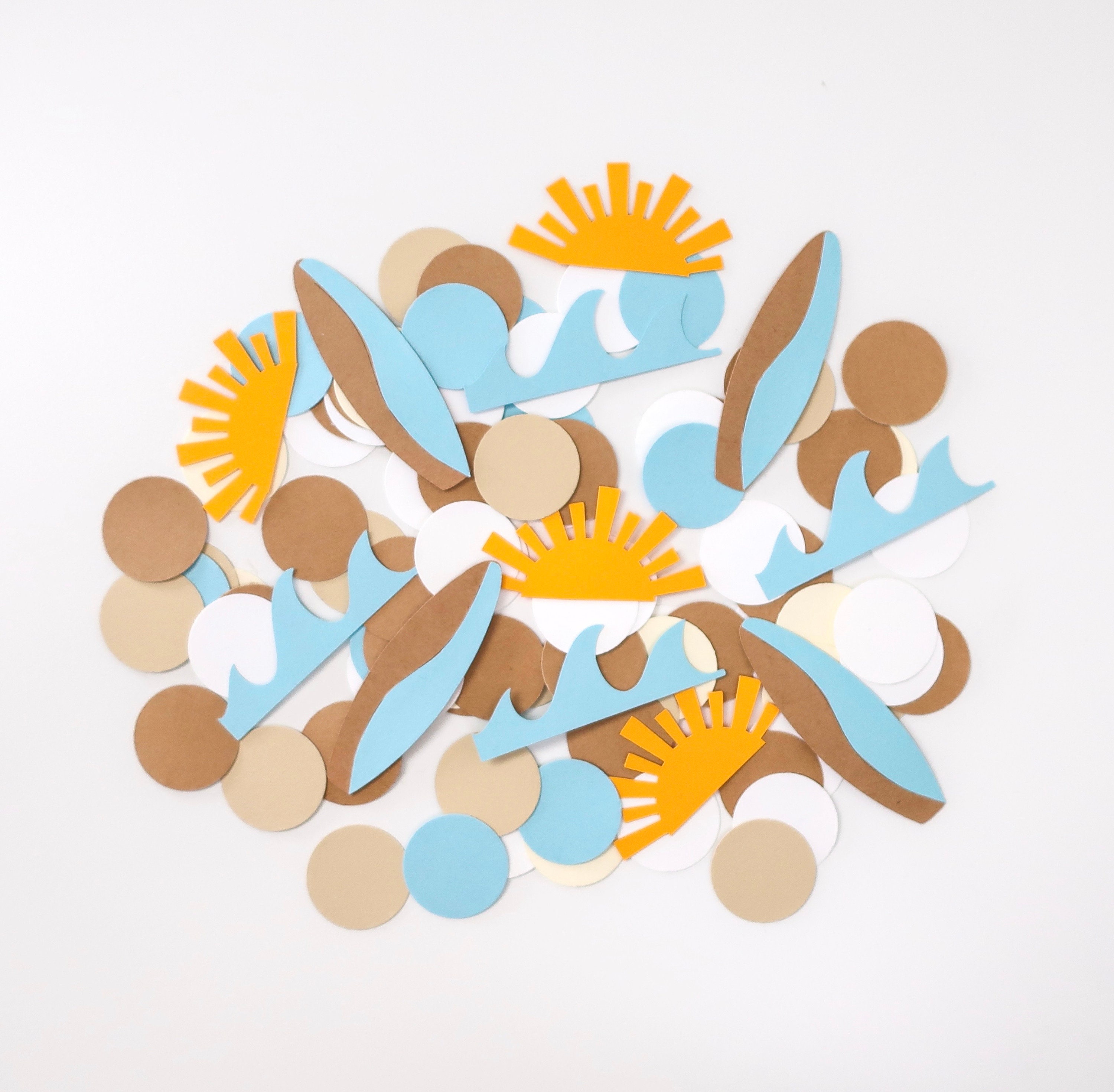 Sun Wave Surf Party Confetti Retro Surfs Up Twobular Muted Dude Surfboard Beach The Big One Baby Shower Birthday Boy