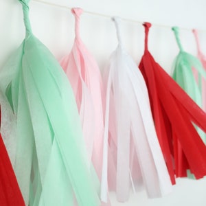 Christmas Mini Tissue Paper Tassel Garland High Chair Banner Oh What Fun Holiday First birthday Winter birthday Merry Baby image 4