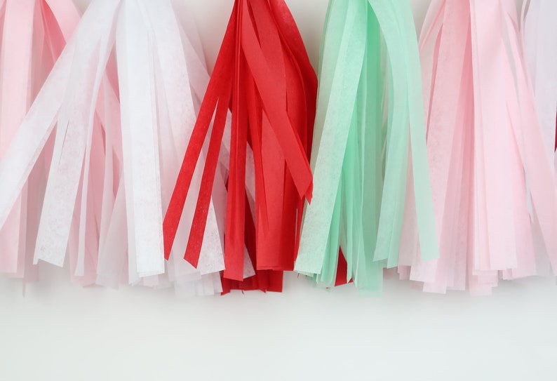 Christmas Mini Tissue Paper Tassel Garland High Chair Banner Oh What Fun Holiday First birthday Winter birthday Merry Baby image 3