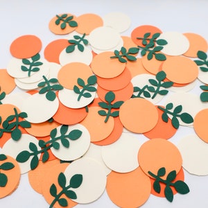 Little Cutie Confetti [100 pieces] - Hey Cutie - Citrus - Orange - Tangerine - Baby Shower - Birthday Party - Orange Green