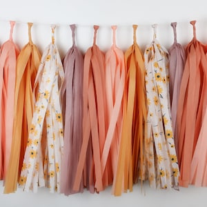 Floral tissue paper tassel garland - daisy - wild flower - girl power - groovy birthday - muted rainbow - flower power - first birthday