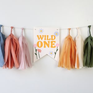 Wildflower High Chair Banner - boho Wildflowers - Butterfly - Tea for Two - Garden Party - Wild One - Wild Flower Birthday - Baby Girl