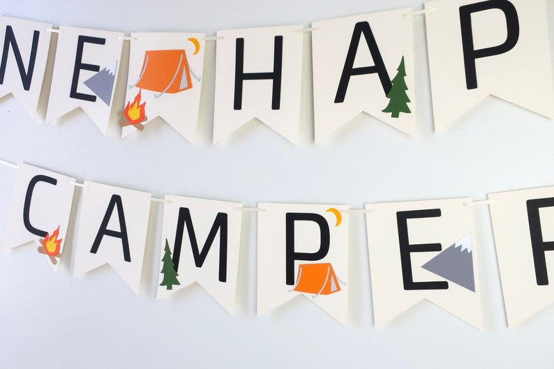 Little Explorer Banner Happy Camper Camp Party First Birthday Campfire Adventure Awaits Woodland One Happy Camper Camp Custom image 8