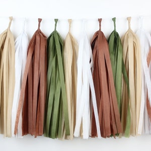 Football Tissue Paper Tassel Garland - First Year Down - Football Party - Baby Boy - Birthday - Brown Olive - Touch Down - Game on