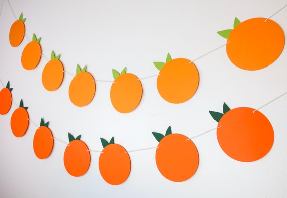 Little Cutie Banner Sign – Tangerine/Clementine Fruit Theme, DIY Bunting For Baby Showers, Birthdays, Gender Reveals