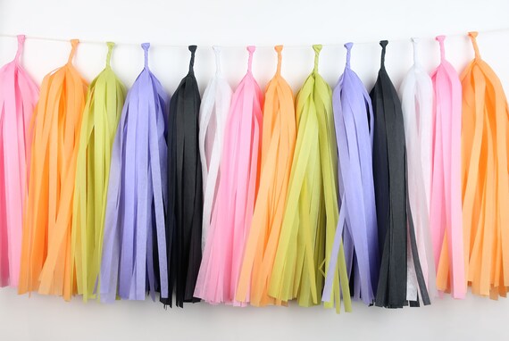 Groovy Halloween Tissue Paper Tassel Garland - Retro