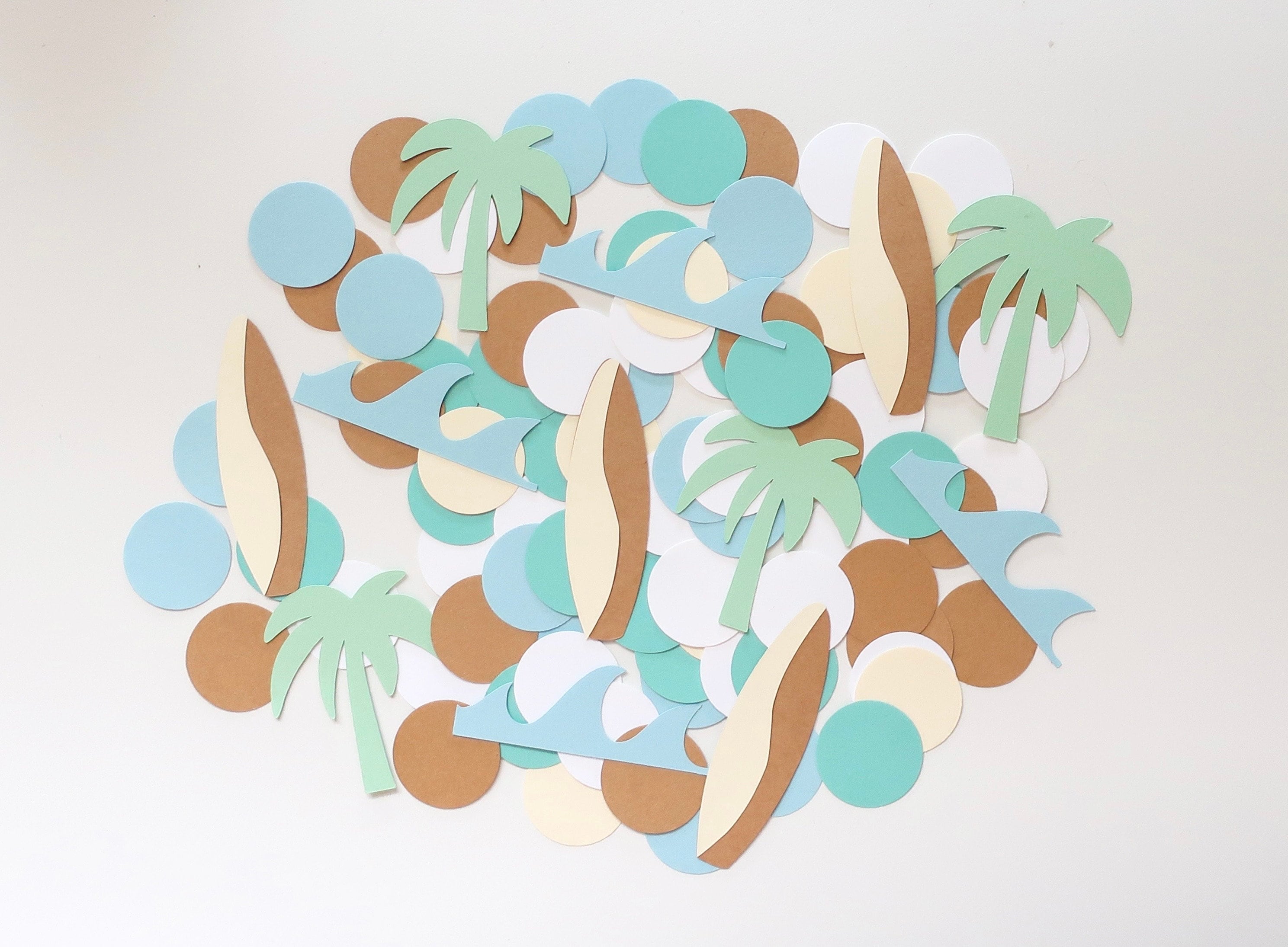Muted Surf Party Confetti Retro Surfs Up Twobular Surfer Dude Surfboard Beach The Big One Baby Shower Birthday Boy Wave