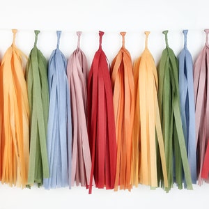 Fall Rainbow Tissue Paper Tassel Garland - Autumn - Rainbow Baby - Pride - Fall colors - Boho Rainbow - Colorful - Leaves