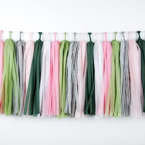 Palm Springs Tassel Garland Tropical Flamingo Cactus Birthday Party Bridal Shower Baby Shower Nursery pink green image 1