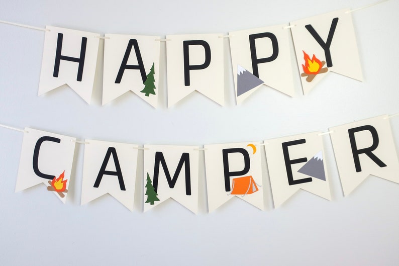 Little Explorer Banner Happy Camper Camp Party First Birthday Campfire Adventure Awaits Woodland One Happy Camper Camp Custom image 7