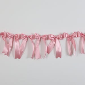 Satin Ribbon Bow Garland – Coquette Birthday Decor – Tying the Knot Bridal Shower – Dainty Nursery – Custom Bow Baby Shower - Ribbon Wall