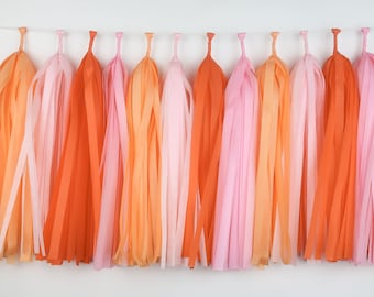Pink and Orange Tassel Garland - Summer Party – Feelin Spritzy Bachelorette – Twotti Fruitti – Disco Dreaming – Pumpkin Birthday -Dorm Decor