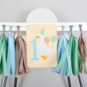 One Silly Goose (1) BLUE High Chair Banner - Silly Goose 1st Birthday - One Silly Goose Party Decoration - Baby Boy -Farm Animal Party Decor