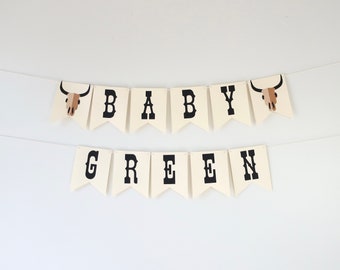 Western Baby Shower Banner - Custom Name - Rodeo - Wild West - Cowboy - Cowgirl - Baby Shower Sign