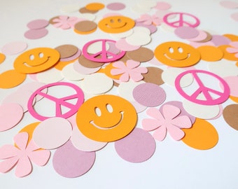 Groovy Onestock Confetti - Two Groovy - Peace Love Party - Hippie Baby - 60’s 70’s - First Birthday - Baby Girl - Smiley - Flower Child