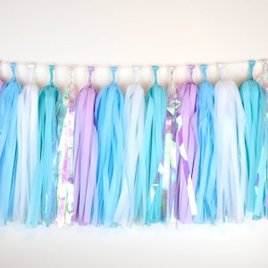 Winter Onederland Tassel Garland - Ice Princess Birthday - Snow Queen Party Decor - Mermaid Birthday Decor - Winter Baby Shower -Blue Silver