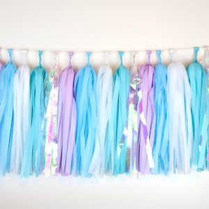 Winter Onederland - Ice Princess Tassel Garland - Blue White Silver Banner - Mermaid Party - Blue Purple - Ice Queen - Birthday Party