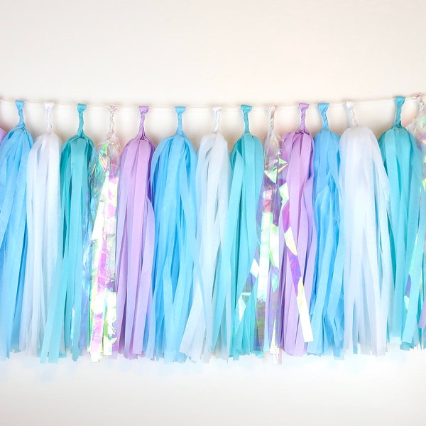 Winter Onederland - Ice Princess Tassel Garland - Blue White Silver Banner - Mermaid Party - Blue Purple - Ice Queen - Birthday Party