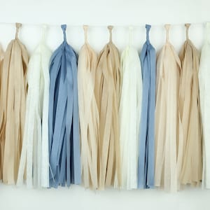 Coastal Tissue Paper Tassel Garland - Last Toast on the Coast Bachelorette - Coastal Cowgirl Birthday Party - Neutral Boho Beach Baby Shower