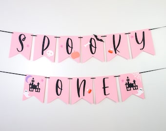 Spooky One Birthday Banner - Boo is Two - Halloween Birthday - Happy BOOday - Two Spooky - First Birthday - Halloween Girl Party  Ghoul
