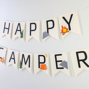 Little Explorer Banner Happy Camper Camp Party First Birthday Campfire Adventure Awaits Woodland One Happy Camper Camp Custom image 3