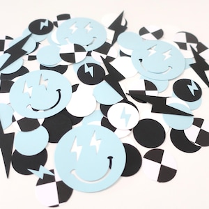 Rad Checkered Confetti - Two Rad - Two Cool - One Cool Dude - One Happy Dude - Blue + Black - Birthday - Bruh you in? Birthday - Rad Baby