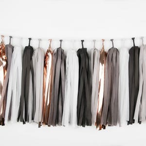 Modern Marble Tassel Garland - Black White - Gray Rose Gold - Wedding - Bride Tribe - Birthday Party - Bachelorette - I Do