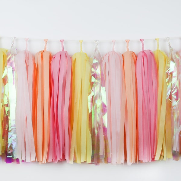 Sherbet Sun Tassel Garland - Pastels - Citrus - Grapefruit - Orange Pink Yellow - Ice Cream Party - Little Cutie - Sunshine Baby Shower