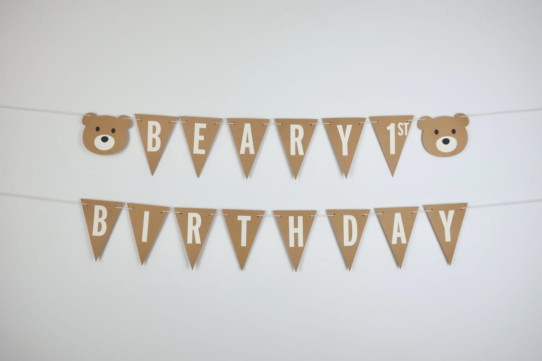 Teddy Bear Birthday Banner – Beary First Birthday - Custom Name Beary ...
